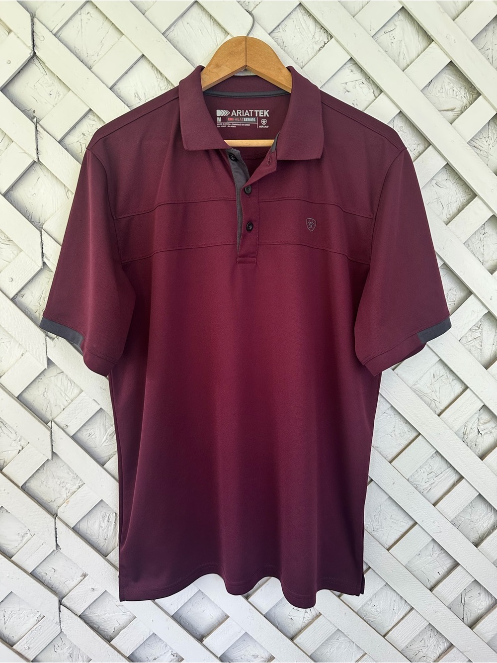 AriatTek Heat Series Maroon Performance Polo Shirt Short Sleeve Men’s M